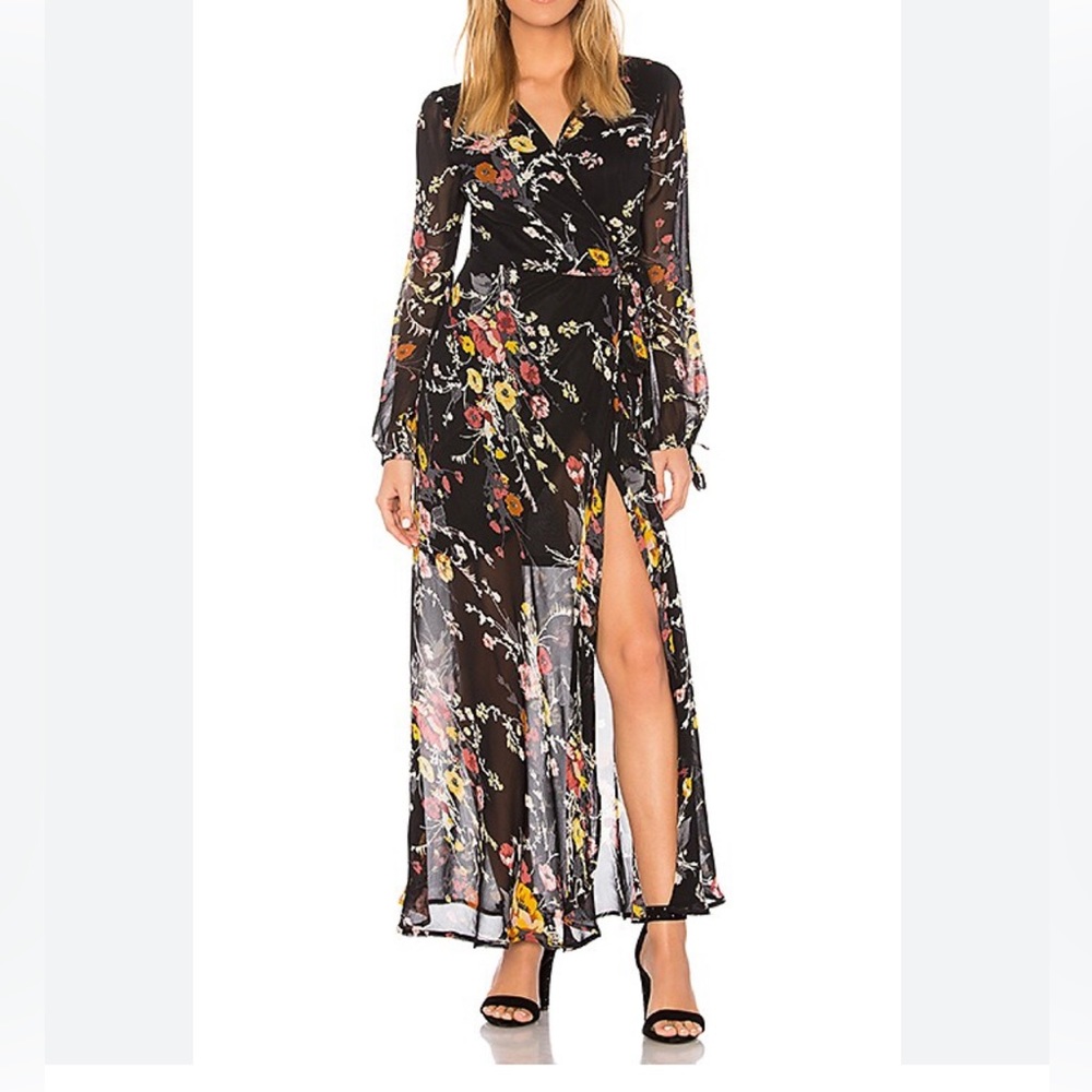 Band of Gypsies floral wrap dress boho festival large adjustable maxi